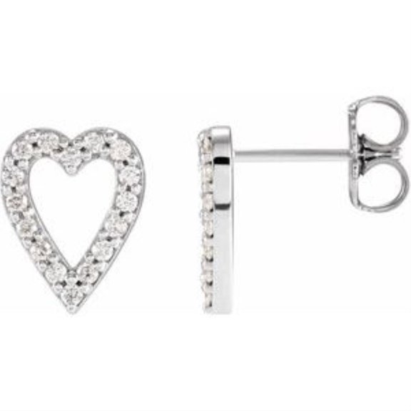 Auriga Fine Jewelry Platinum 1/4 CTW Natural Diamond Heart Stud Earrings for Women