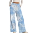 thumbnail image 7 of Endives Womens Sports Pants Tie Dye Printed Wide Leg Jogging Pants Drawstring Elastic High Waist Pants With Pocket, 7 of 7