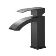 thumbnail image 1 of WELLFOR Robinets de Salle de Bain en Cascade, Robinet de Salle de Bain en Laiton Massif, Robinet de Lavabo de Salle de Bain avec Poignée Unique, Robinet de Lavabo avec Plaque de Pont, Évacuation Incluse (Noir Mat), 1 of 4