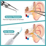 Visual Ear Wax Removal, Ear Cleaner with Camera, Ear Camera Otoscope with Light, Ear Cleaning Kit with 6 Led Light, 4pcs Ear Scoops, 130mAh Battery for iPhone, iPad, Android Phones (Black)