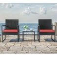 thumbnail image 2 of Homall 3-Piece Casual Bistro Set with Wicker Chairs and Coffee Table for Patio Furniture, Black/Red, 2 of 7