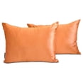 thumbnail image 1 of Funda de cojín lumbar decorativa HomeCentric naranja, paquete de 2, 30 x 35 cm (12 x 14 pulgadas), funda de cojín rectangular lisa de satén, estilo moderno liso - Satén flameado naranja, 1 of 5