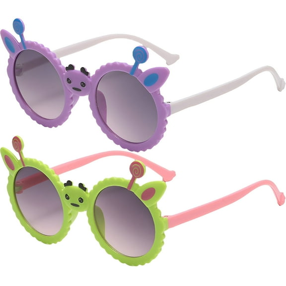 GJX 2Pcs Baby Sunglasses,Safe and Eco-Friendly Material Toddler Sunglasses Age 2-4,Childlike Cartoon Design Infant Sunglasses,Style1