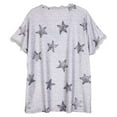 thumbnail image 3 of Women's V Neck Short Sleeve Lace Neck T-shirt, Summer Star Blouses Vintage Elegant Tunic Shirt Tops, Light Gray, M, 3 of 10