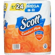 Scott ComfortPlus Toilet Paper, 6 Mega Rolls, 425 Sheets per Roll, Septic-Safe, 1-Ply Toilet Tissue