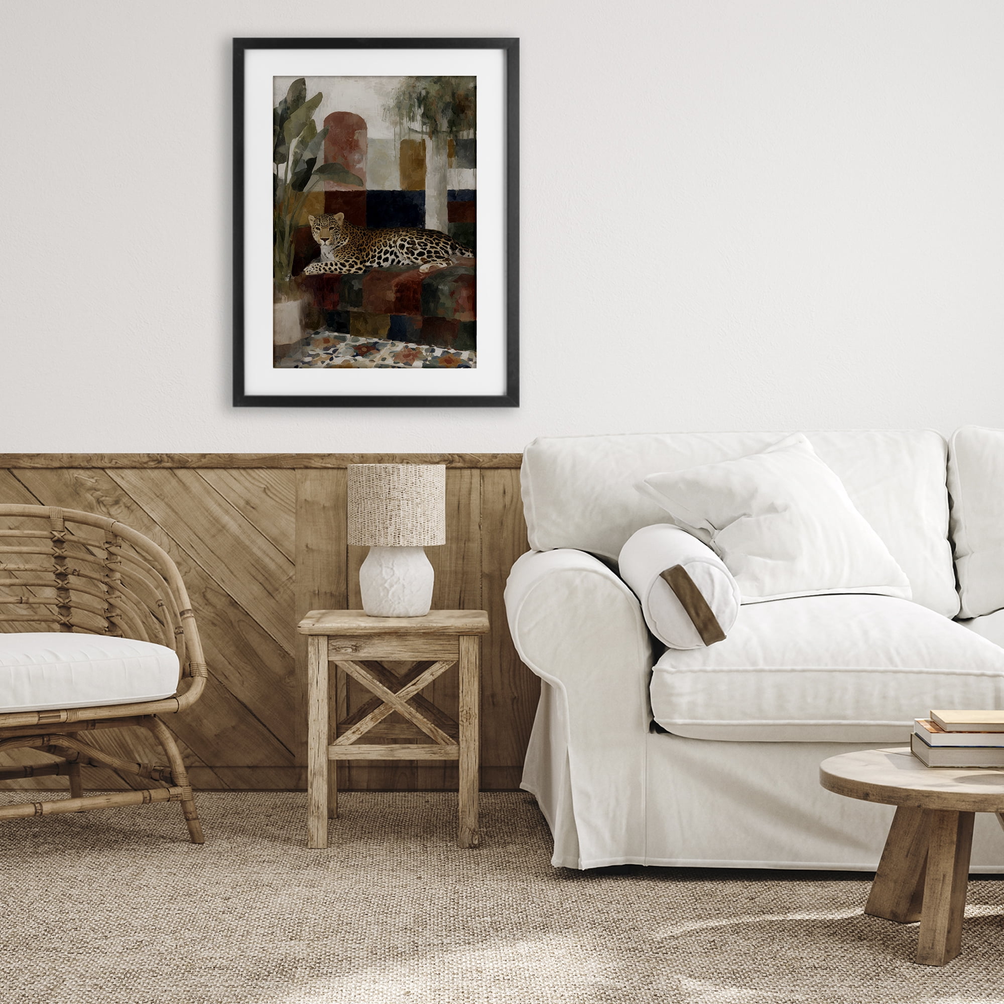 Stupell Industries Jaguar Among Tropical Palms Black Framed Print Under Glass, design by Chromatic Storm Studio