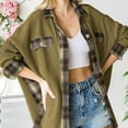 thumbnail image 6 of Shacket for Women 2024 Womens Waffle Knit Shacket Jacket Oversized Boyfriend Casual Long Sleeve Button Down Shirts Blouses Womens Shacket Fall Clearance Sale, 6 of 8