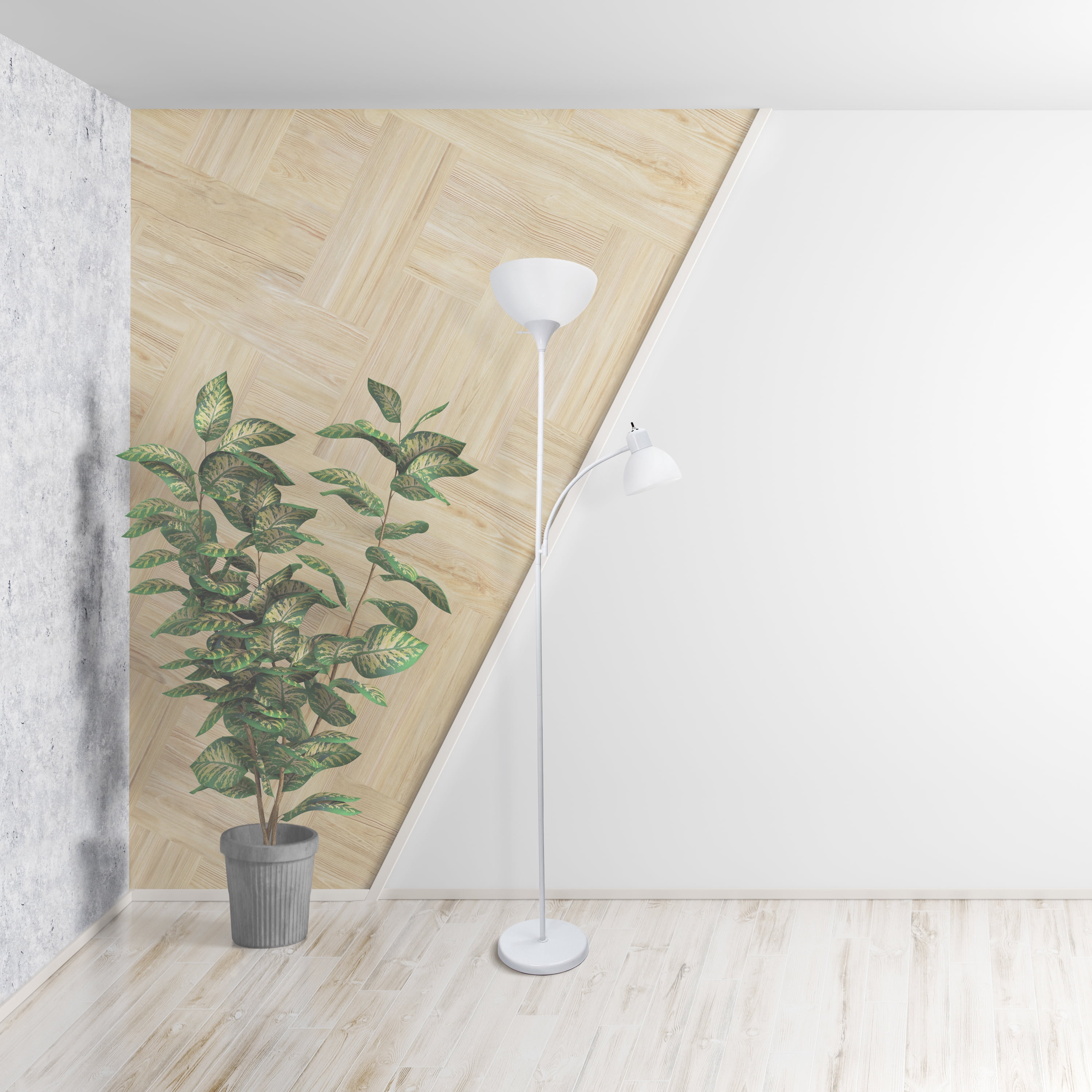 Creekwood Home 71.5" 2 Light Mother Daughter Metal Floor Lamp with LED Bulbs, White