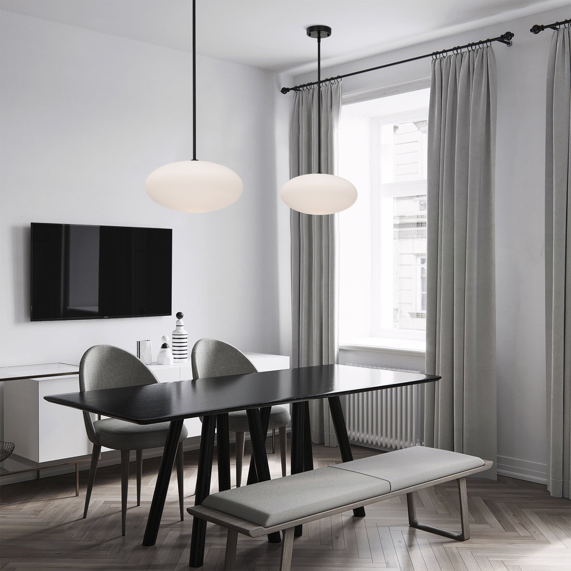 Livia 13.8 in. 1-Light Indoor Matte Black Finish Pendant Light