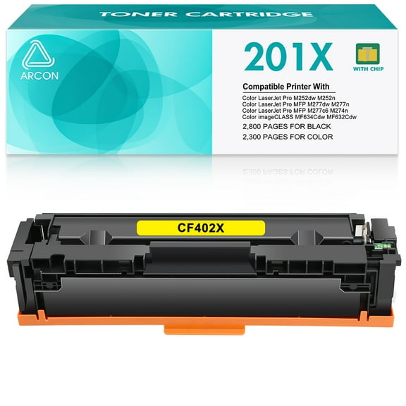 201A 201X Toner Cartridges Compatible for HP CF402X 201X CF400X Toner Cartridge for Color Laserjet Pro MFP M277dw M252dw M277c6 M252 Printer (Yellow, 1-Pack)