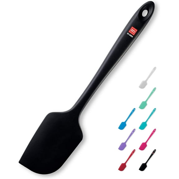 DI ORO Silicone Spatula - 600°F Heat-Resistant Rubber Kitchen for Baking, Scraping, & Mixing BPA Free Nonstick Cookware Safe Flexible Utensil Cooking Seamless Dishwasher (Black)