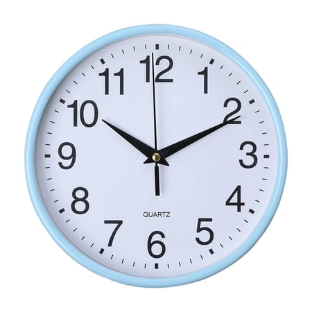 Vensio -Modern Round Wall Clock 8 Inch Silent Non-Ticking, Battery Operated Small Analog Clock for Bedroom Bathroom Kitchen Office, Easy Installation Blue