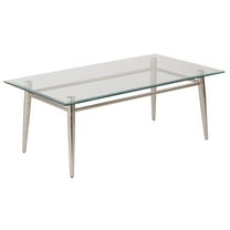 Brooklyn Glass Top Coffee Glass Table in Brushed Nickel Finish