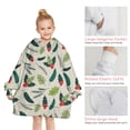 thumbnail image 6 of Green and Red Christmas Holly Pattern Blanket Hoodies for Kids 6-13YR Oversize Wearable Blanket Hoodies for Boys Girls Teens, 6 of 7