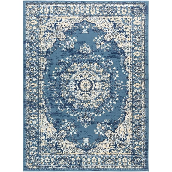 Ustad Aqua 5'3" x 7'3" Traditional Rectangle Area Rug