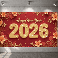 thumbnail image 4 of Red Background Happy New Year Banner Gold Lettering 2026 New Year Display Floral Pattern Festive Design New Year Backdrop for New Year Party Holiday Celebration Indoor Decor, 4 of 8