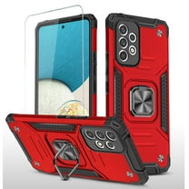 NIFFPD Galaxy A53 5G Case, Samsung A53 5G Case with Screen Protector, Ring Kickstand Shockproof Cover for Samsung Galaxy A53 5G Red