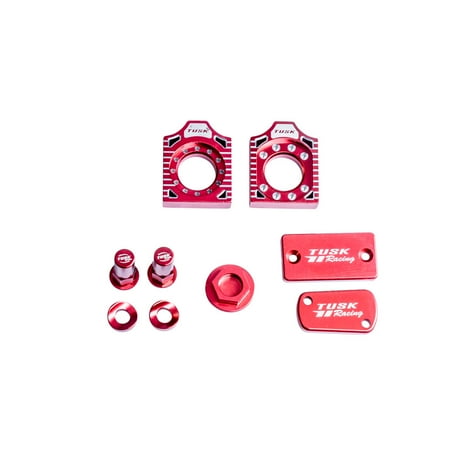 Billet Axle - Tusk Billet Bling Kit Red Axle Blocks, Reservoir Cap, oil plug and rim lock spacers – Fits: Honda CRF250X 2015–2017
