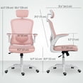 thumbnail image 2 of Pink Ergonomic Mesh Office Chair with Adjustable Headrest & Lumbar Support - Ideal for Home Office, Dorm & Desk Work - 4D Support & Flip-Up Armrests, 2 of 7