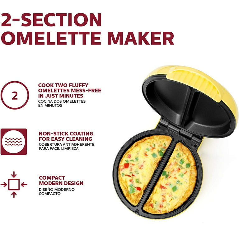 Holstein Housewares 2-Section Omelet Maker, Yellow Stainless Steel