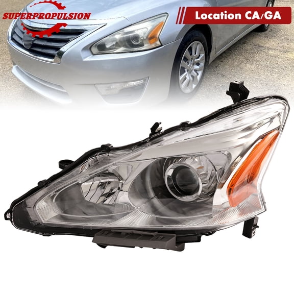 HOUGEET Headlight Assembly Compatible with Nissan Altima Sedan 4-Door 2013-2015 Projector Headlamp Chrome Housing Clear Lens (Driver Side)