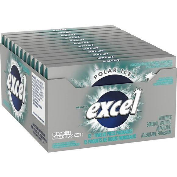 Excel Sugar-Free Gum, Polar Ice, 12 Count