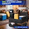 thumbnail image 5 of 3 in 1 Collapsible Wagon Convert with Universal Wheels, 440LBS Wagon Heavy Duty Foldable Wagon, Convertible Bench Recliner, Adaptable Multi-Purpose Vehicle for Camping, Gardening, 5 of 7