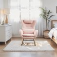 thumbnail image 5 of EBQOSK Rocking Chair Nursery, Modern Rocking Chair with High Backrest Pink, 5 of 7
