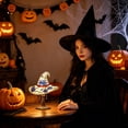 thumbnail image 4 of Luckky Stained Glass Witch Hat Lamp Style Resin Night Light,USB Powered Gothic Wizard Hat Table Lamp with ghost Details,Spooky Decorative Lighting for Table, 4 of 6