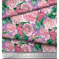 thumbnail image 3 of Soimoi Poly Georgette Fabric Leaves,Rose & Parrot Bird Fabric Prints by Yard 52 Inch Wide, 3 of 3