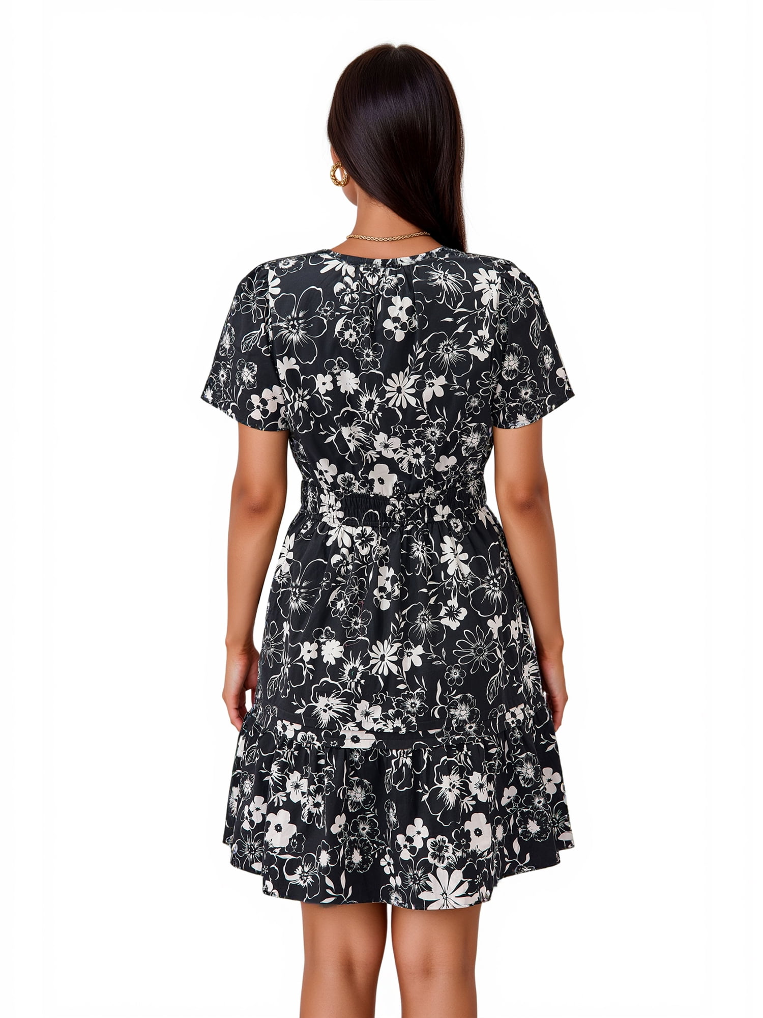 PRETTYGARDEN Women's V-Neck Mini Dress, Sizes S-XXL