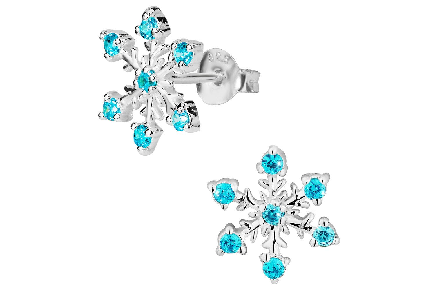 Buyless Fashion Girls Christmas Snowflake Stud Earrings Hypoallergenic Steel