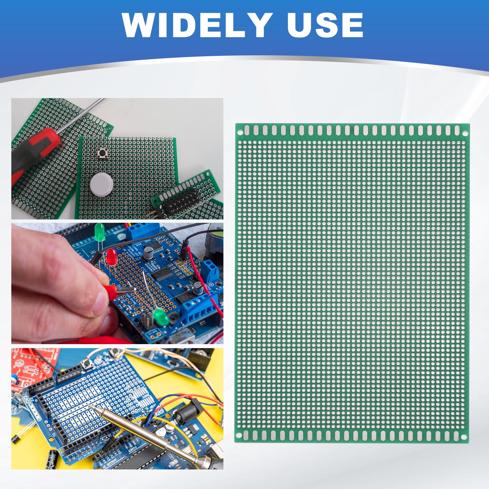 Uxcell 4Pcs Breadboard Solderable 180mm x 120mm Green Circuit PCB Board Double Sided Tin-Plated PCB Prototype Board for Electronics Prototyping, DIY Circuits Projects