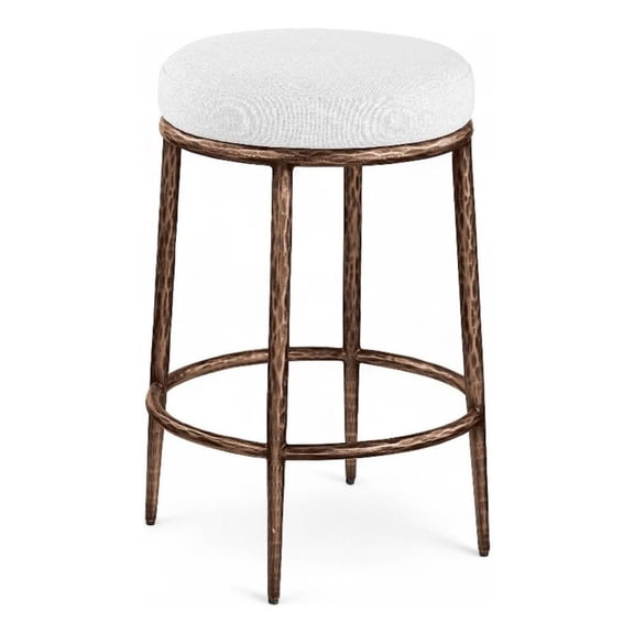 Meridian Furniture Ferro White Linen Textured Performance Fabric Counter Stool