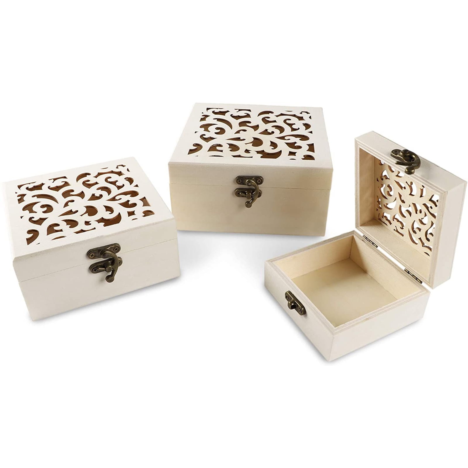 NEW-WAAL 1 x Plain Wooden Suitcase Storage Box Keepsake Clasps Case Unit 