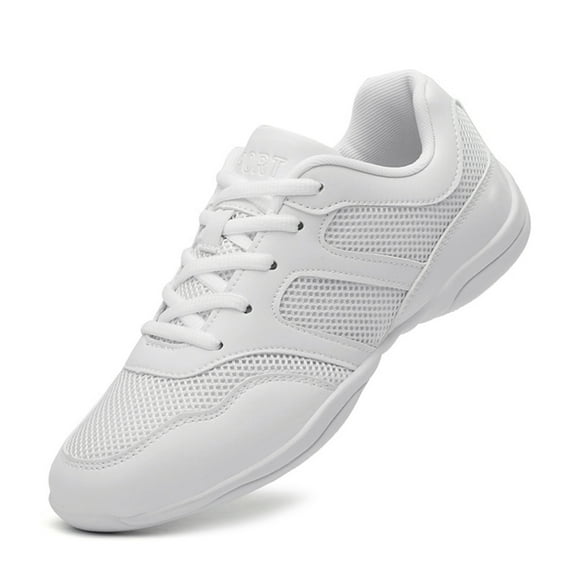 GlideMoves White Girls Cheerleading Dancing Shoes Youth Team Athletic Training Tennis Walking Breathable Competition Cheer Sneakers 2128 Women 7.5