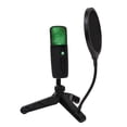 thumbnail image 1 of Zinc Alloy USB Condenser Microphone with 16mm Electret Core, Cardioid Polar Pattern, 192KHz/24bit Sampling, RGB Auto-Color Light, 2m USB-C Cable, Headset Monitoring, Volume Controls, Flat Mesh Head -, 1 of 6