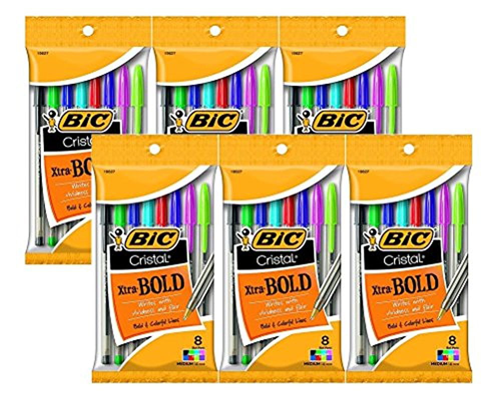 BIC Cristal Xtra Bold Fashion Retractable Ballpoint Pens 48 Pack NEW ASSORTED 