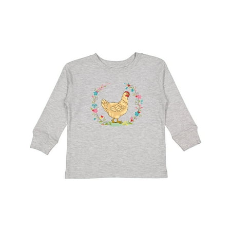 

Inktastic Chicken Farmer Hen Wreath Gift Toddler Toddler Girl Long Sleeve T-Shirt