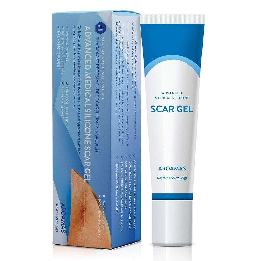Aroamas Advanced Scar Gel MedicalGrade Silicone for Face, Body, Stretch Marks, CSections