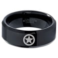 thumbnail image 2 of Tungsten Astronomical Star Circle Emblem Band Ring 8mm Men Women Comfort Fit Black Beveled Edge Polished, 2 of 4