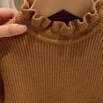 thumbnail image 4 of BLVB Newborn Baby Girls Knit Sweater Ruffle Long Sleeve Mock Neck Ribbed Knit Sweaters Toddler Solid Color Pullover Kid Tops(Coffee,3-4Years), 4 of 6