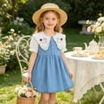 thumbnail image 4 of Amidoa Girls Summer Dresses Short Sleeve A-Line Solid Color Dresses Casual Kids Sundress Light Blue Size 12, 4 of 9