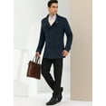 thumbnail image 4 of Unique Bargains Men's Winter Coat Stand Collar Double Breasted Pea Coats M Navy Blue, 4 of 6