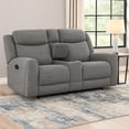 thumbnail image 6 of Cory Manual Recliner Loveseat- 78 Inch- Center Console- Gray Polyester, 6 of 9