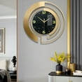 thumbnail image 3 of 24 inch Luxury Gold & Black Metal Wall Clock - Marble Pattern Silent Quartz Clock, Modern Art Hollow Large Size Decorative Wall Clock for Living Room / Bedroom (No Battery), 3 of 10