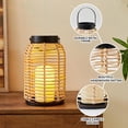 thumbnail image 3 of Natural Rattan Lantern, Large Boho Lantern Decor with Flickering LED Candle and Remote Control for Living Room Table Decor, Indoor and Outdoor Hanging Lantern for Patio Lawn Porch Garden Yard, 3 of 8