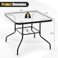 thumbnail image 3 of Gymax 34 Inch Dining Table Square Tempered Glass Table w/ 1.5'' Umbrella Hole Outdoor, 3 of 8