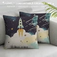 thumbnail image 3 of Qinduosi Boys Cartoon Rocket Pillow Covers,Watercolor Universe Outer Space Star Reversible Throw Pillow Covers Cases,Cute Sky Cloud Starry Sky Square Cushion Covers for Living Room White, 3 of 5
