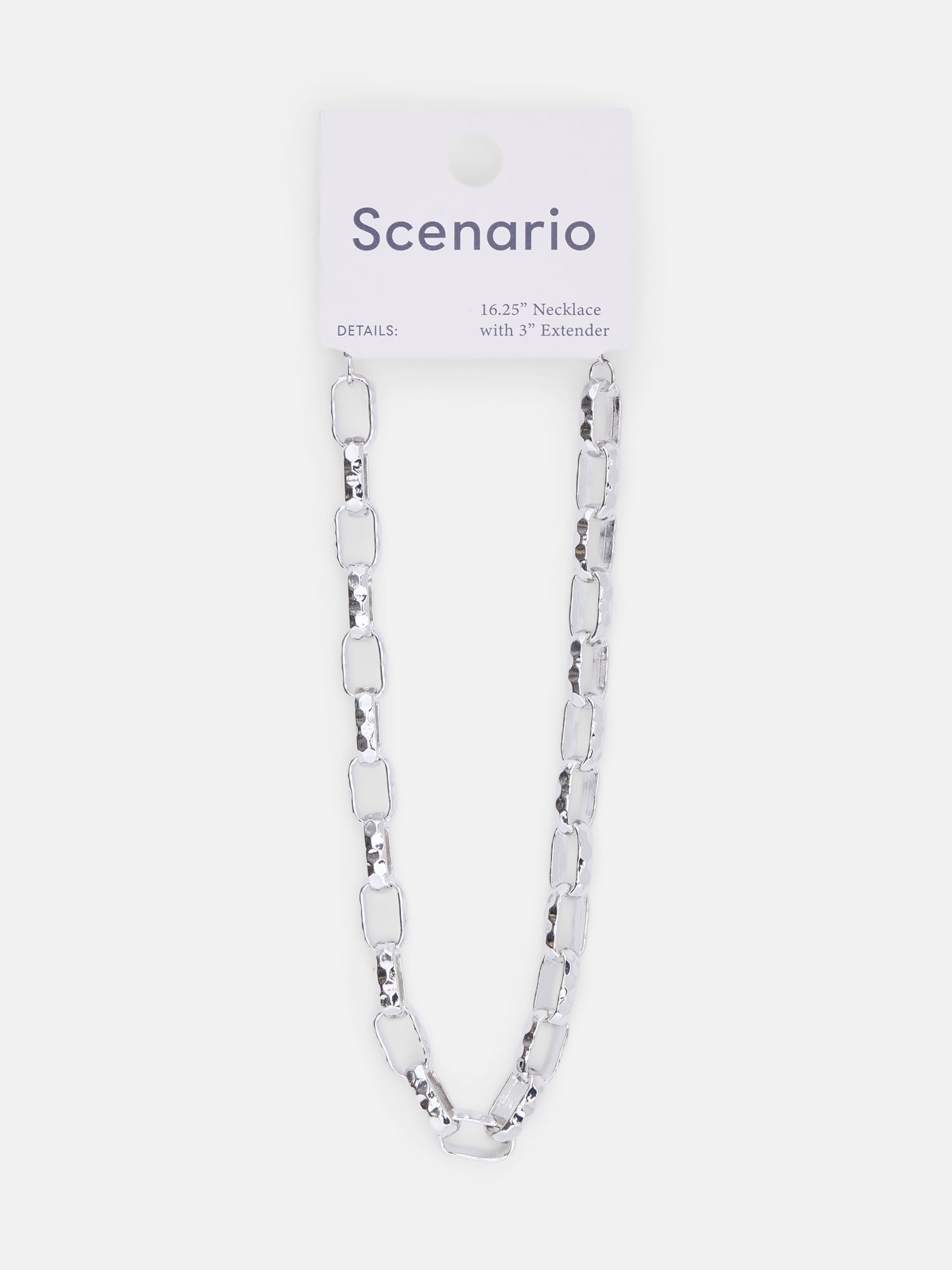 Scenario Women's Rhodium-Tone Chunky Twist Chain Necklace